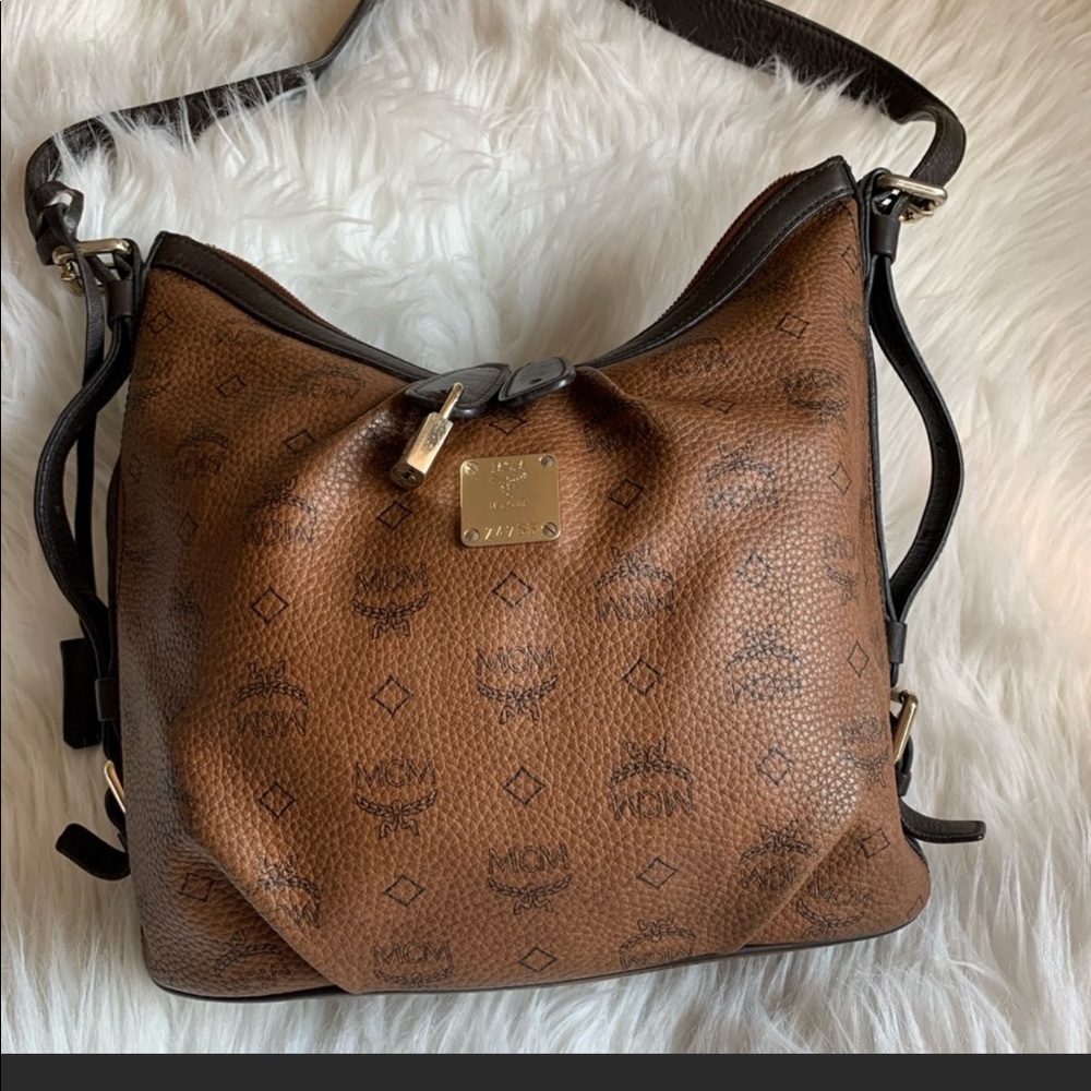 mcm chocolate brown hobo